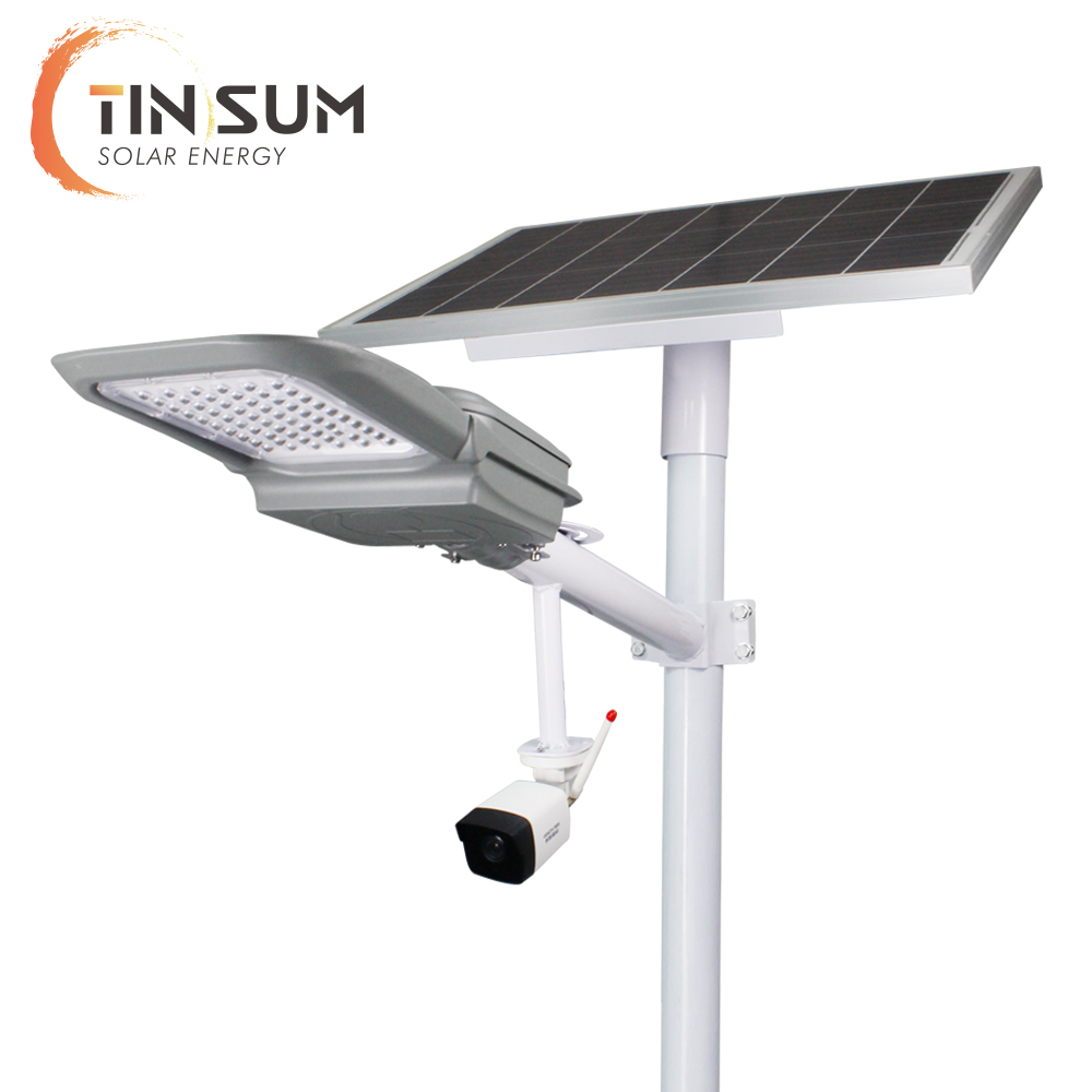 street lights with solar panels with security camera 